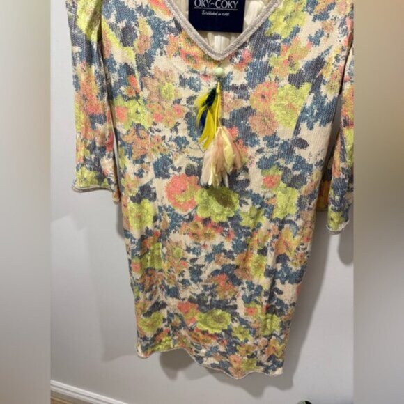 OKY ^ COKY - Colorful Floral Dress with Tassel Detail- Spanish Designer - Picture 4 of 11